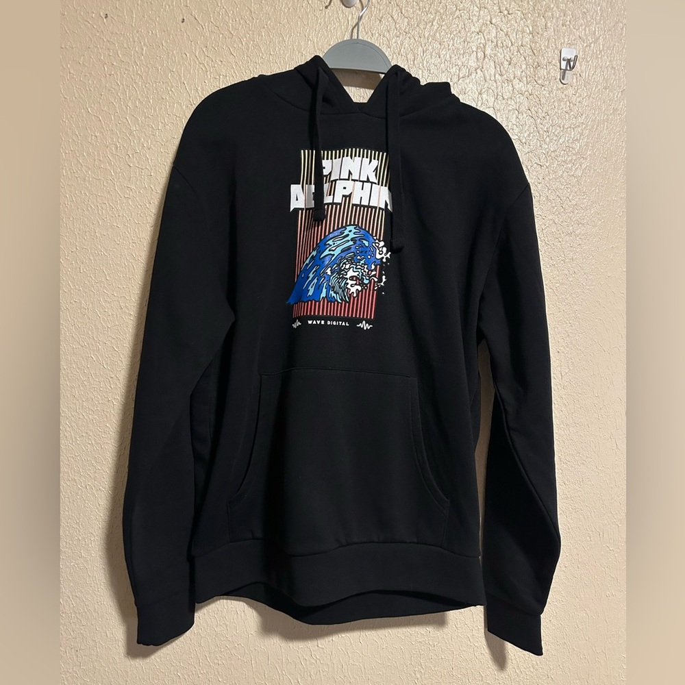 Pink‎ Dolphin Graphic Logo Waves Pullover Hoodie Sweatshirt Men Size Large